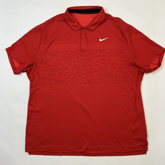 Nike Dri-FIT ADV TW Tiger Woods Men's Golf Polo Red Camo Size 2XL DR5327-687 - Picture 2 of 13